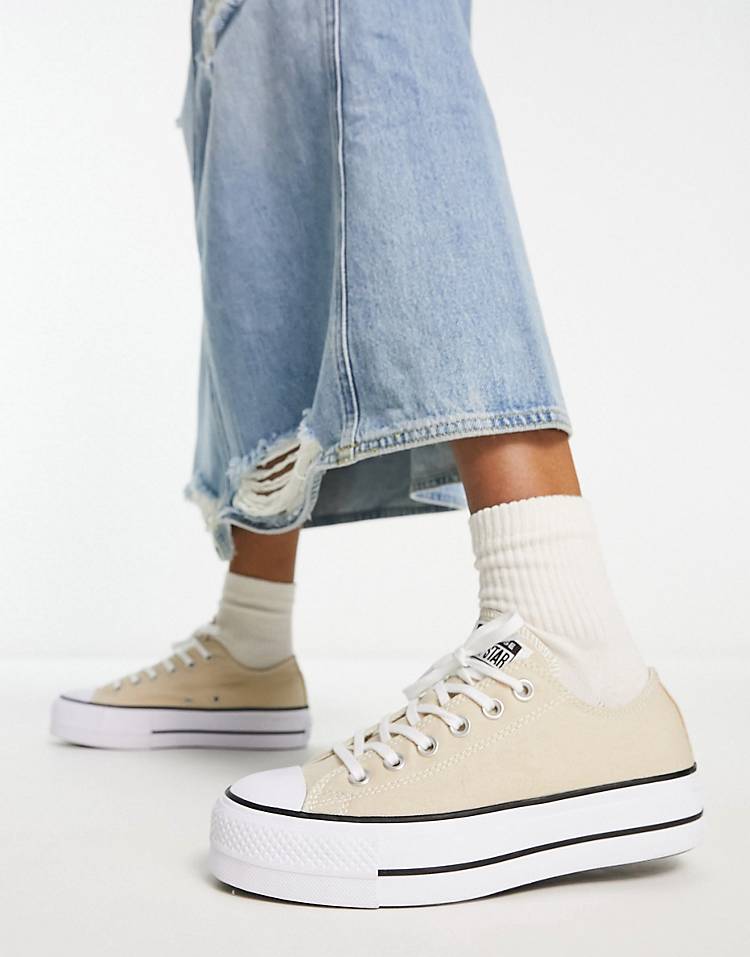 Converse Chuck Taylor All Star Lift Ox platform sneakers in beige